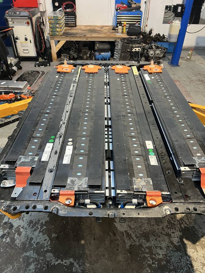 Tesla Model 3 pack with modules exposed